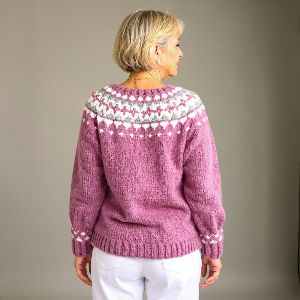 Anke | Altrosa Strickjacke mit nordischem Muster