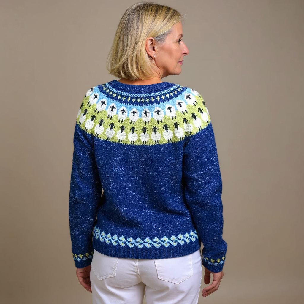 Elke | Königsblaue Strickjacke mit Muster