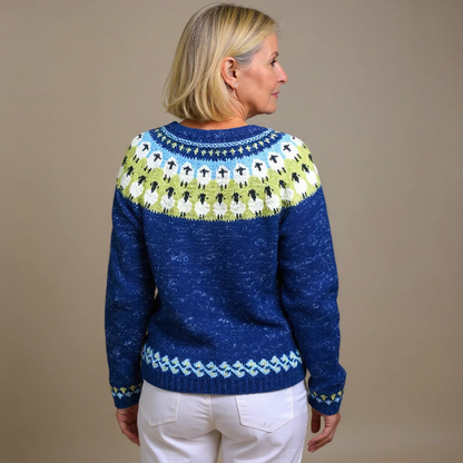 Elke | Königsblaue Strickjacke mit Muster
