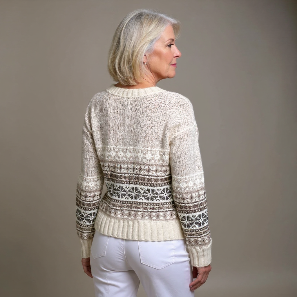 Monika | Cremefarbene Strickjacke im traditionellen Stil