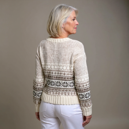 Monika | Cremefarbene Strickjacke im traditionellen Stil
