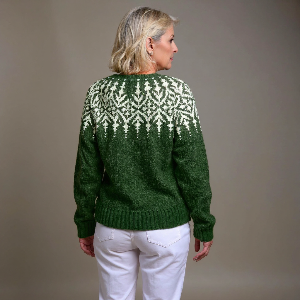 Martina | Grüne Strickjacke mit nordischem Muster