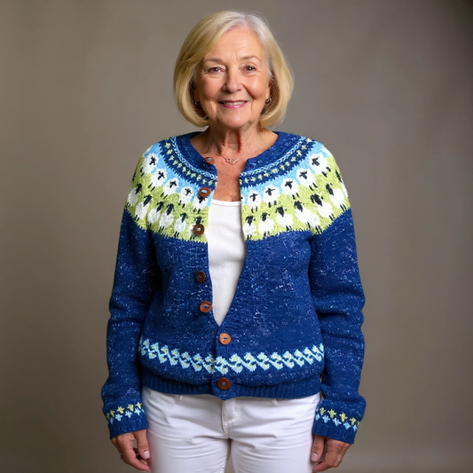 Elke | Königsblaue Strickjacke mit Muster