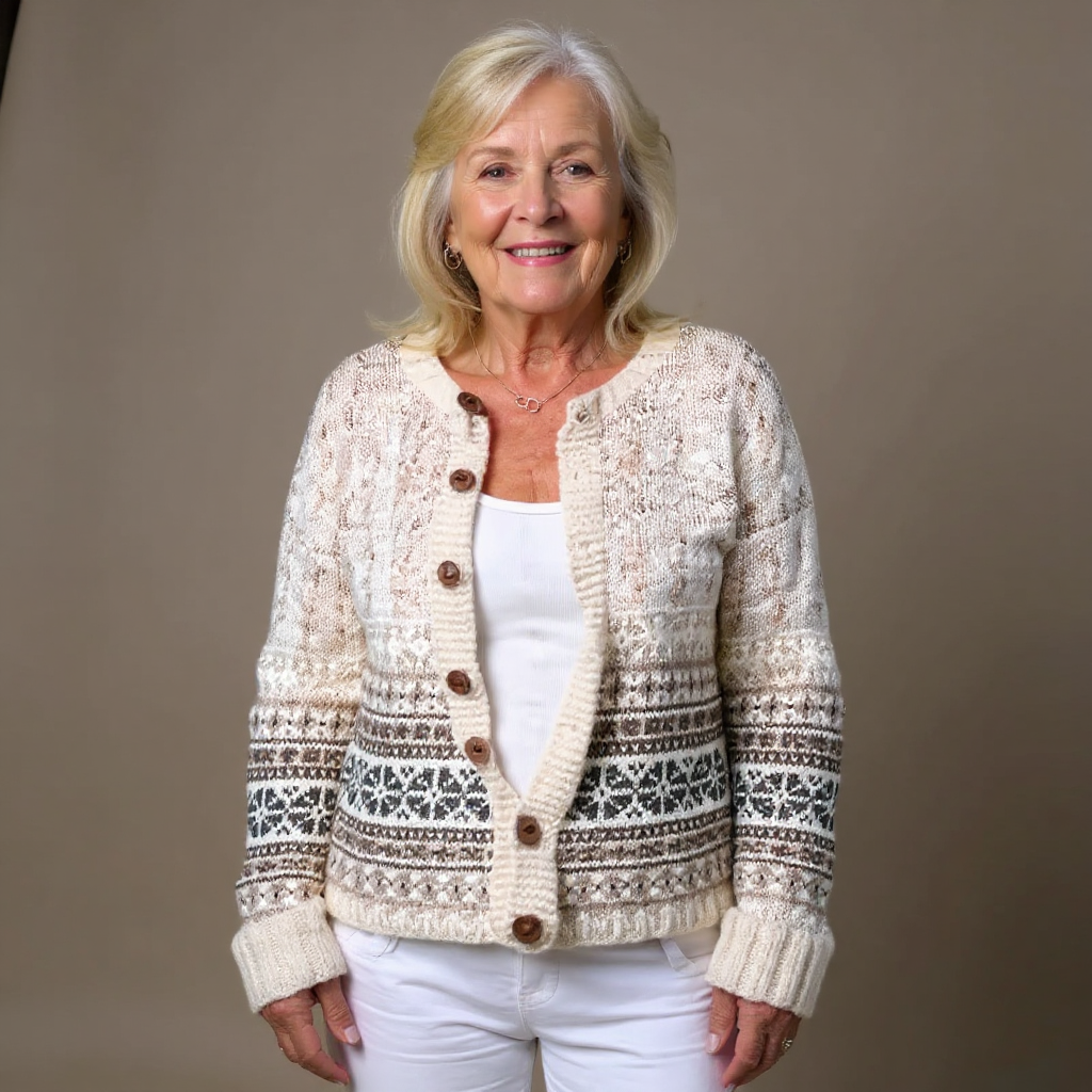 Monika | Cremefarbene Strickjacke im traditionellen Stil