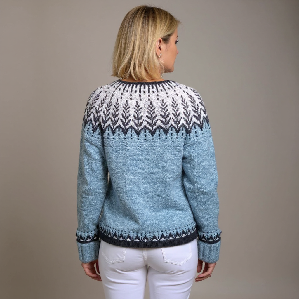 Heike | Taupefarbene Strickjacke mit nordischem Muster