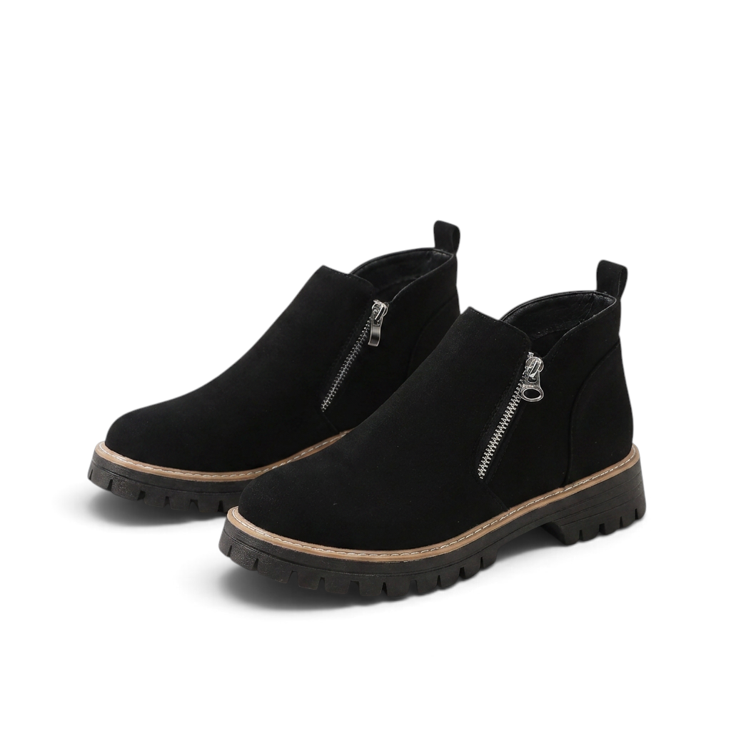 Frida | Schwarzer Stiefeletten-Sneaker mit Profilsohle