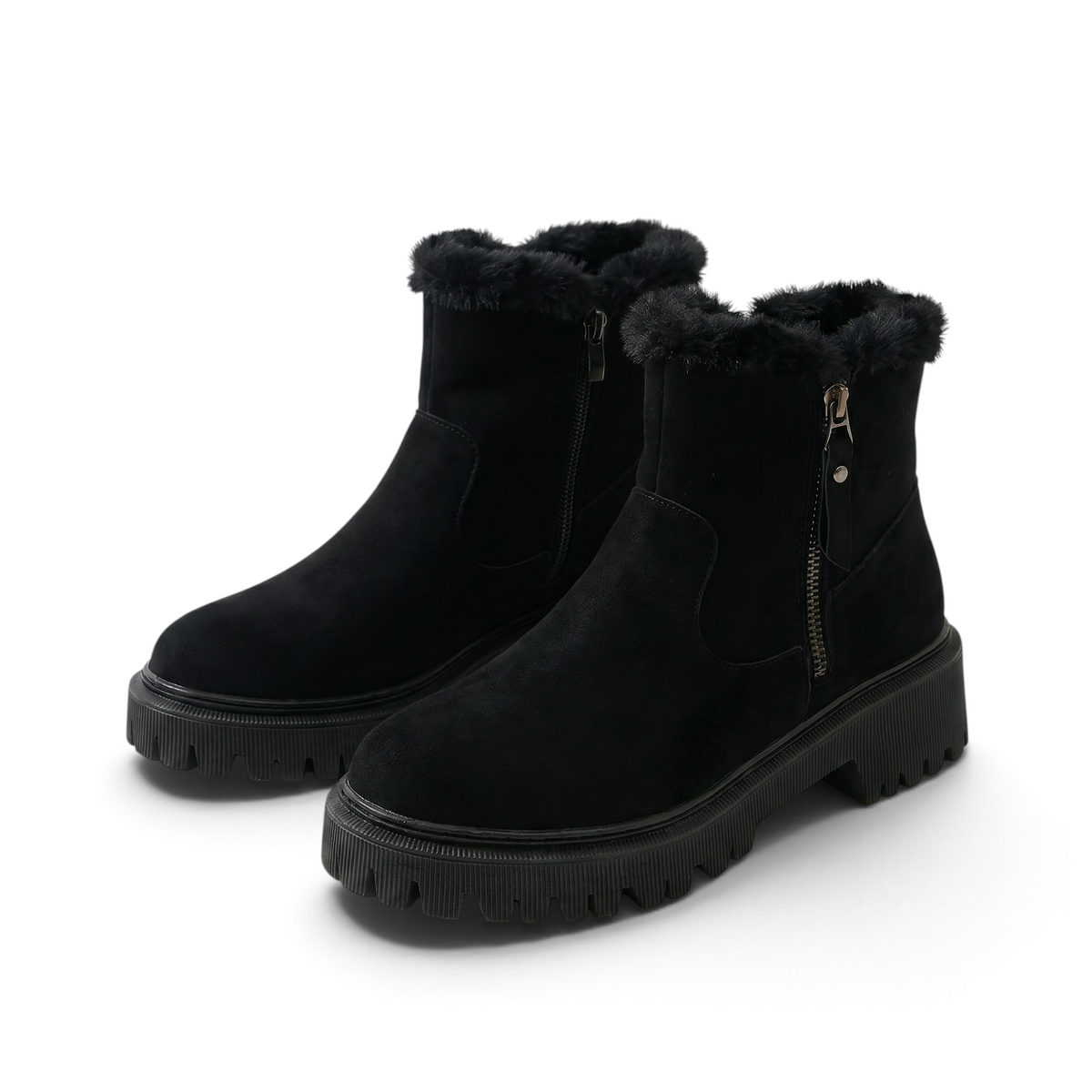 Saar | Beiger gefütterter Winterstiefel mit Profilsohle