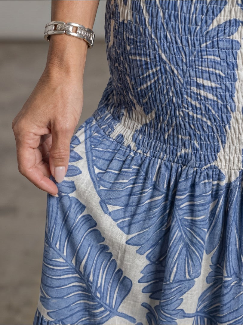 Rotraud | Zweiteiler mit Blattmuster in Blau