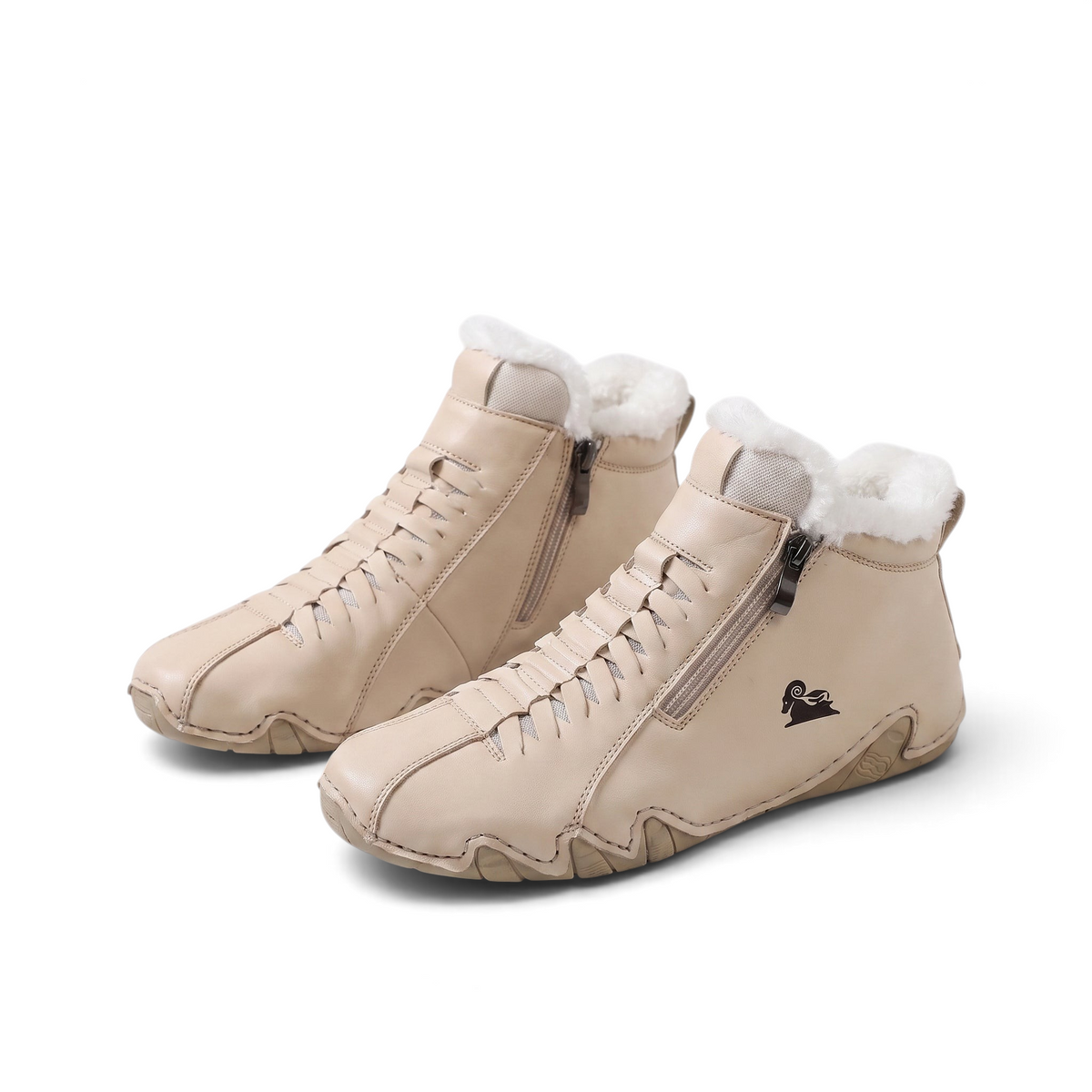 Mechthild-Marie | Leichter gefütterter Wanderschuh in Creme