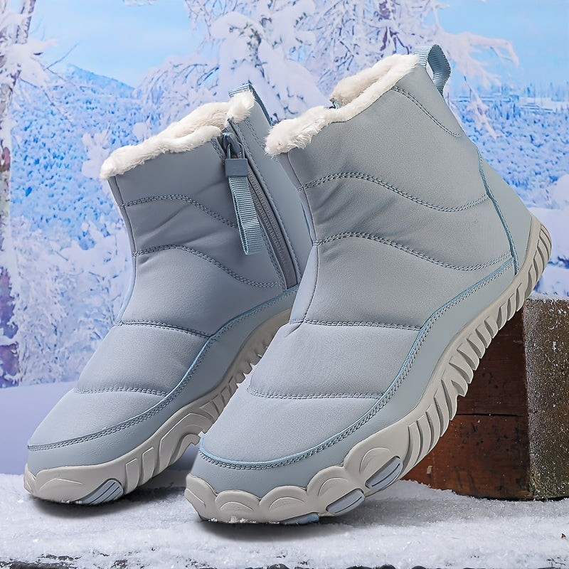 Frauke-Marie | Hellblauer Barfuß-Winterstiefel mit warmem Futter