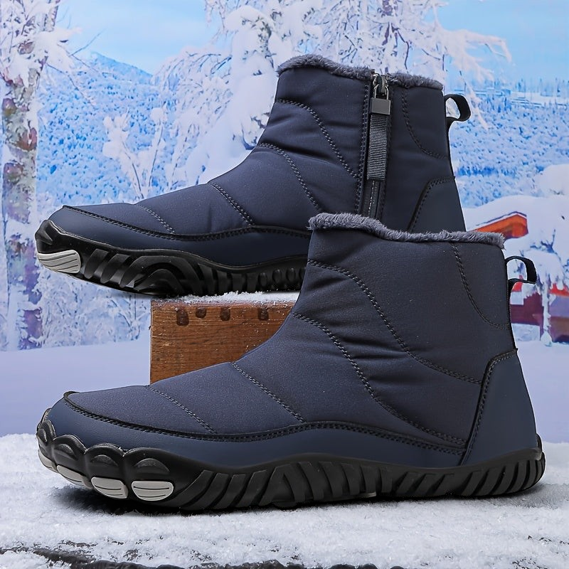 Frauke-Marie | Hellblauer Barfuß-Winterstiefel mit warmem Futter