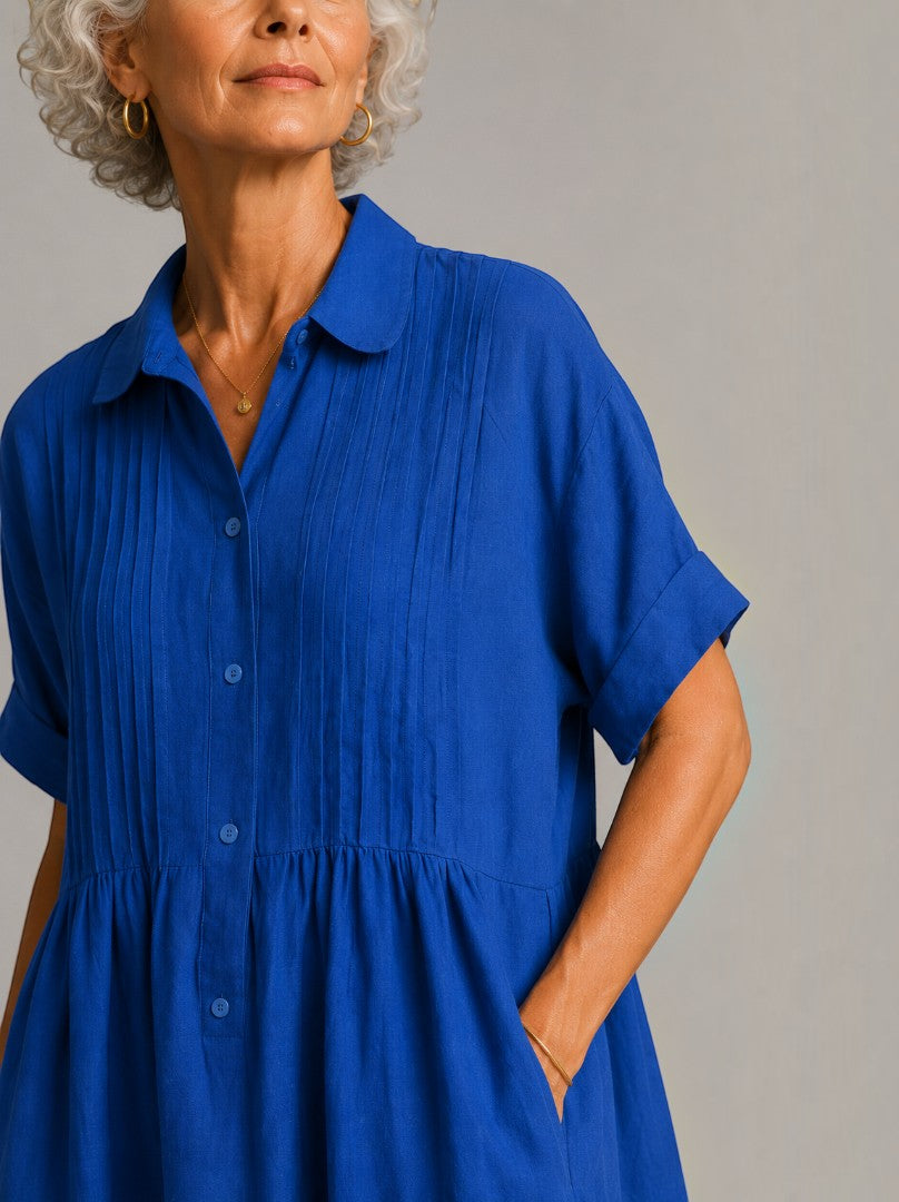 Ricarde | Maxikleid in Blau aus Leinenoptik