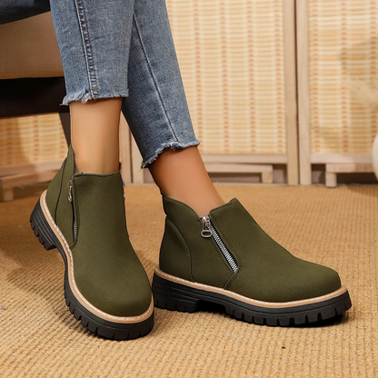 Frida | Schwarzer Stiefeletten-Sneaker mit Profilsohle
