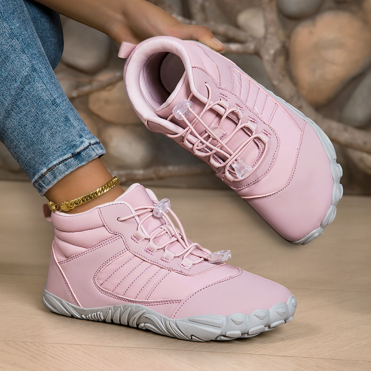 Susanne-Marie | Rosa Barfuß-Winterschuh mit breiter Zehenbox