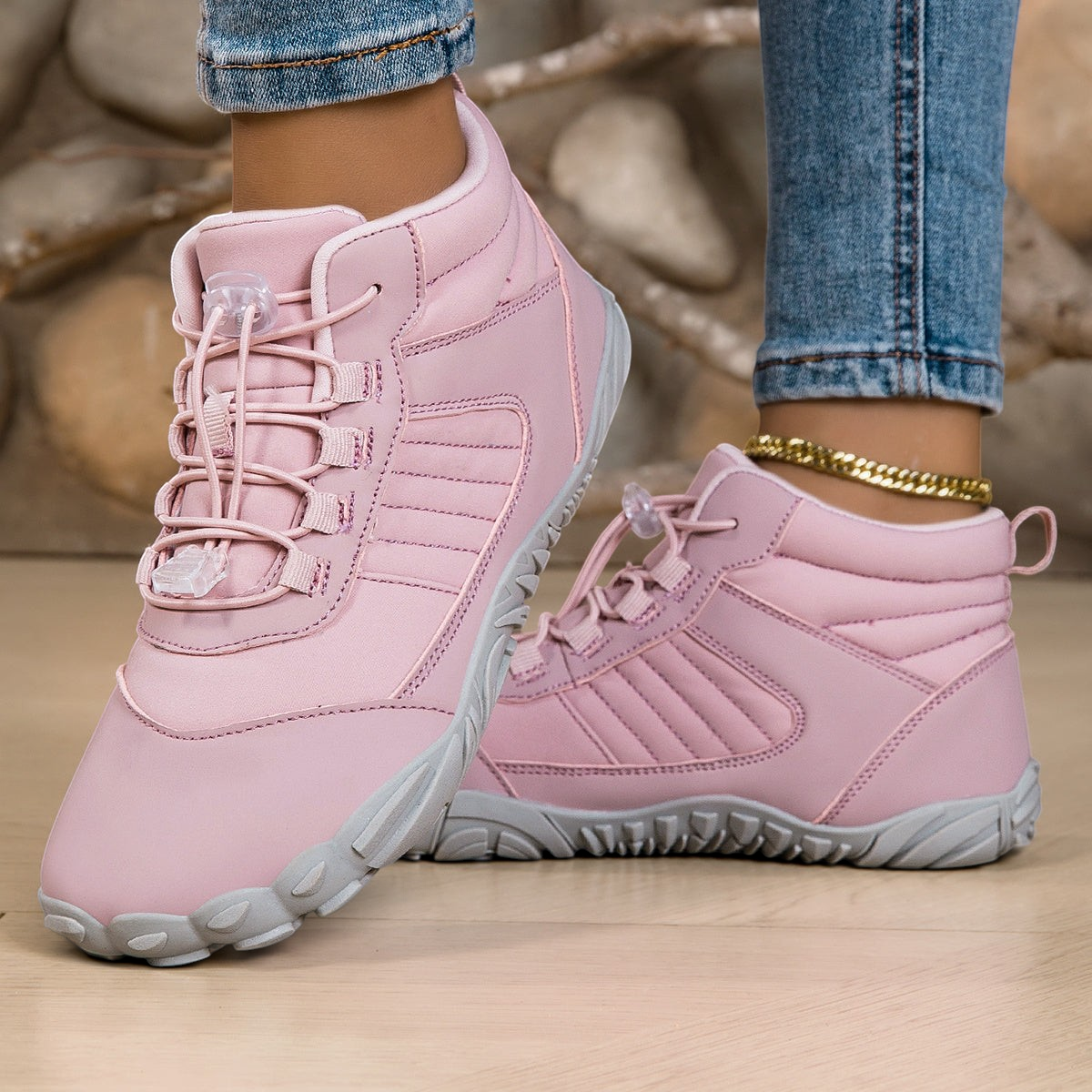 Susanne-Marie | Rosa Barfuß-Winterschuh mit breiter Zehenbox