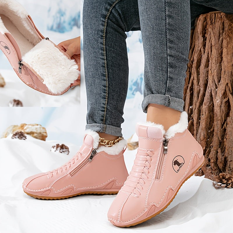 Lotte | Rosa gefütterter Schnürschuh mit Reißverschluss