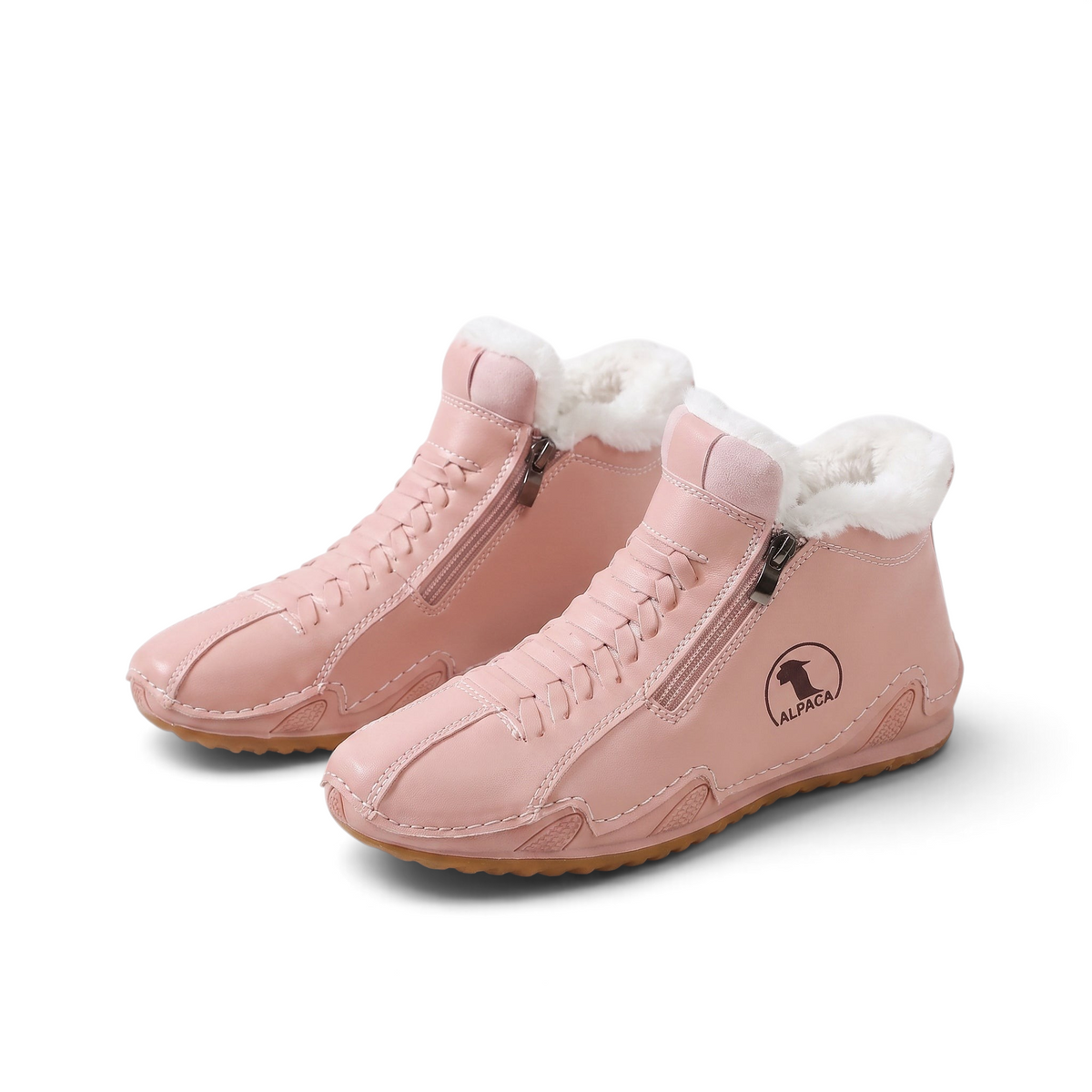 Lotte | Rosa gefütterter Schnürschuh mit Reißverschluss