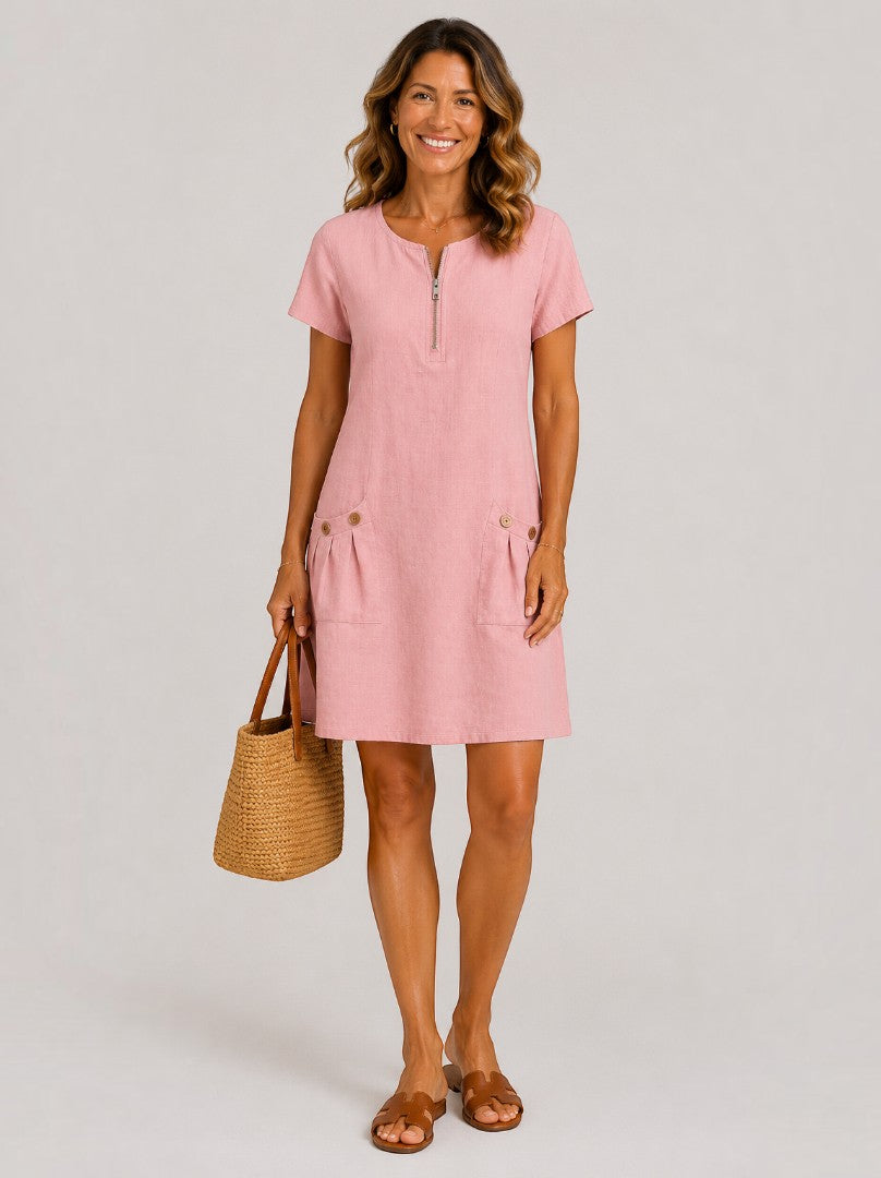 Gesa | Sommerkleid in Grün aus Leinenoptik