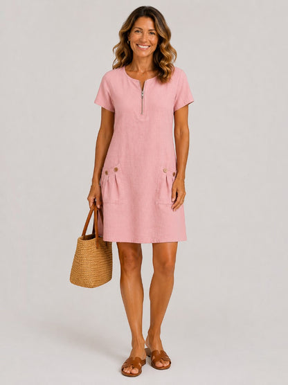 Gesa | Sommerkleid in Grün aus Leinenoptik