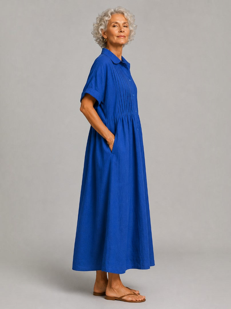 Ricarde | Maxikleid in Blau aus Leinenoptik