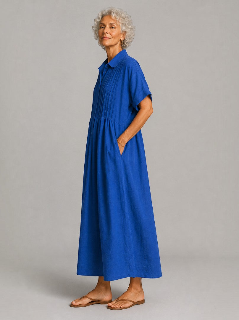 Ricarde | Maxikleid in Blau aus Leinenoptik