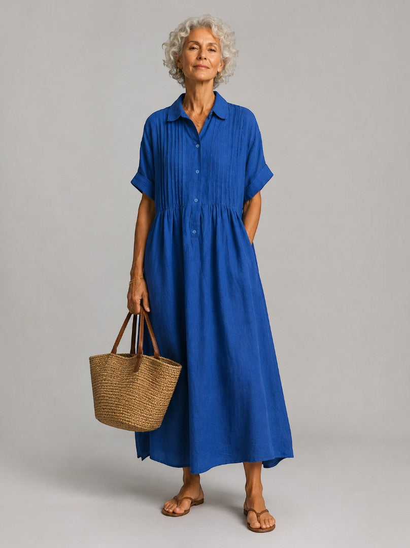 Ricarde | Maxikleid in Blau aus Leinenoptik