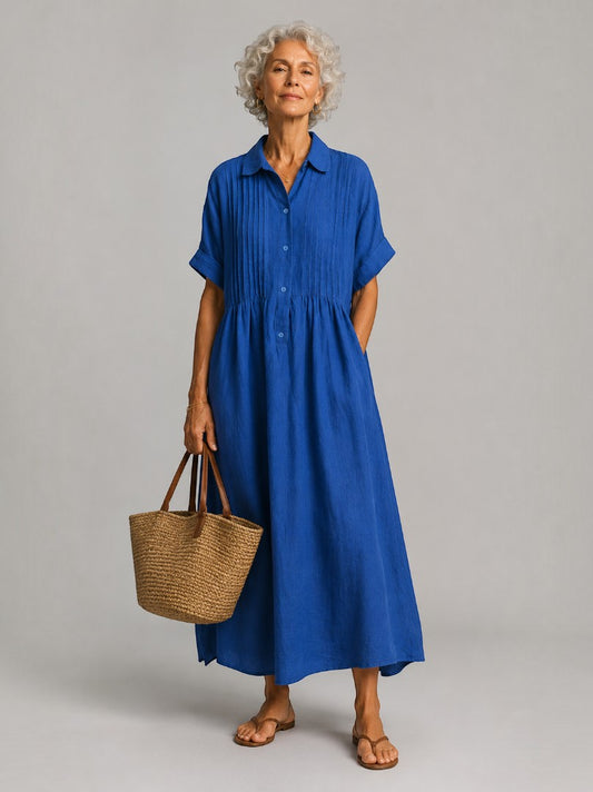 Ricarde | Maxikleid in Blau aus Leinenoptik