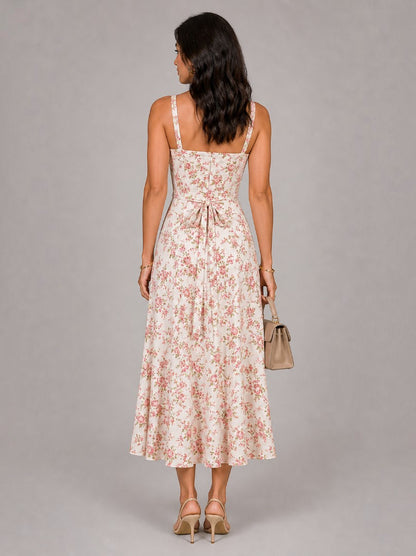 Malwine | Sommerkleid mit Streublüten und Schlitz