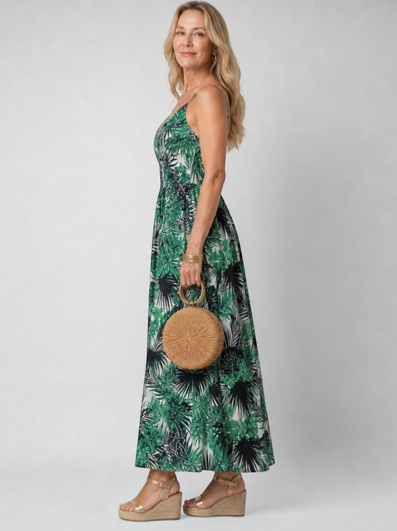 Ludwiga | Maxikleid mit Palmenmuster