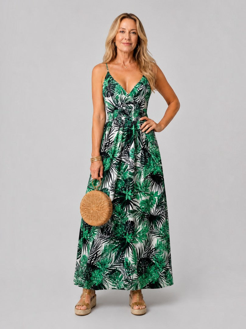 Ludwiga | Maxikleid mit Palmenmuster