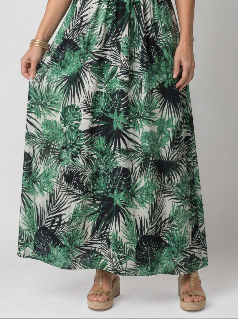 Ludwiga | Maxikleid mit Palmenmuster