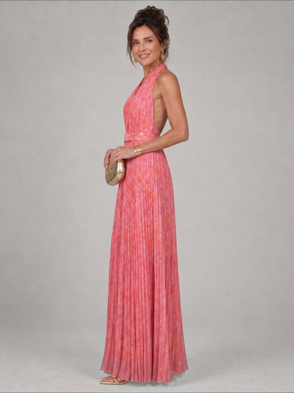 Valentina | Maxikleid in Rosé mit Plissee