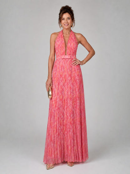 Valentina | Maxikleid in Rosé mit Plissee