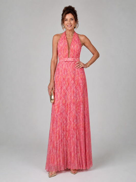 Valentina | Maxikleid in Rosé mit Plissee