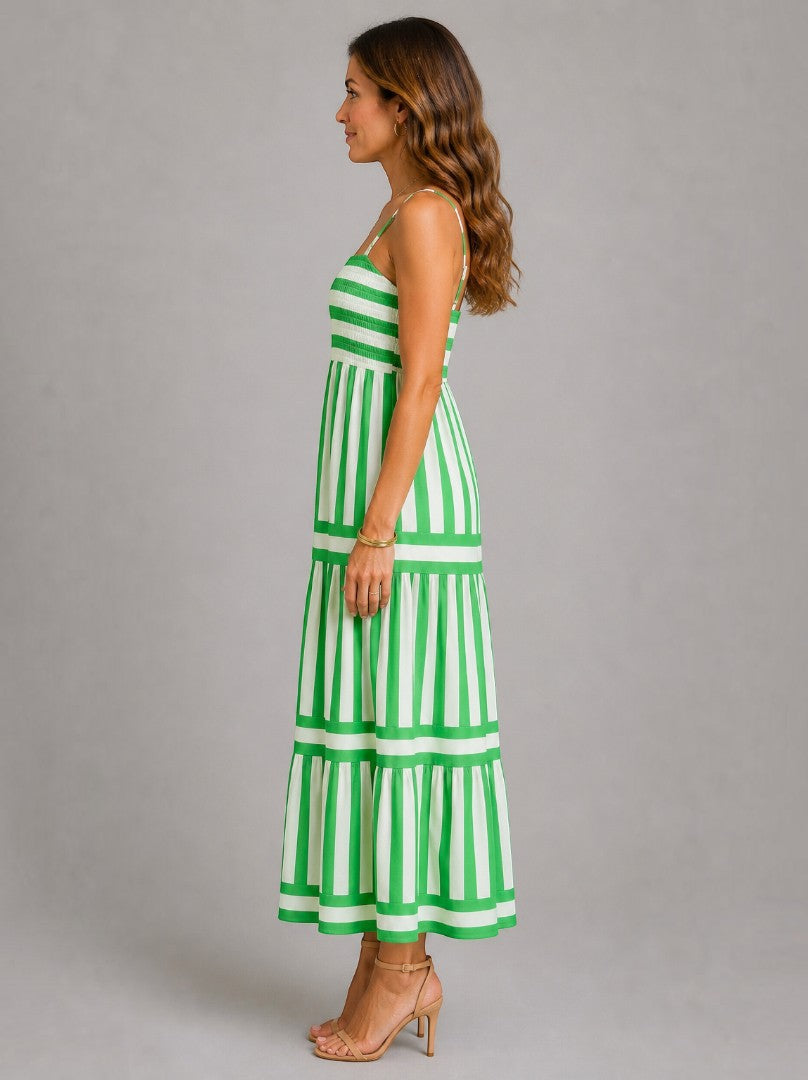 Leni | Maxikleid mit Streifen in Grün