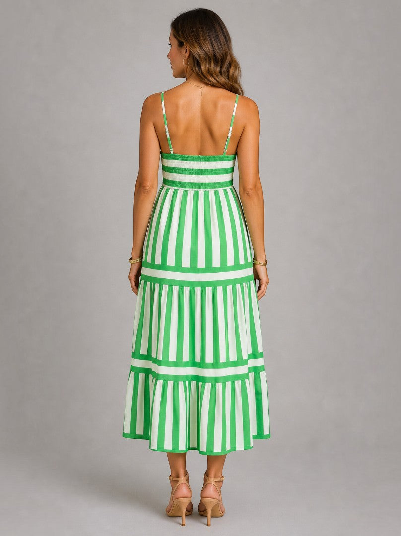Leni | Maxikleid mit Streifen in Grün