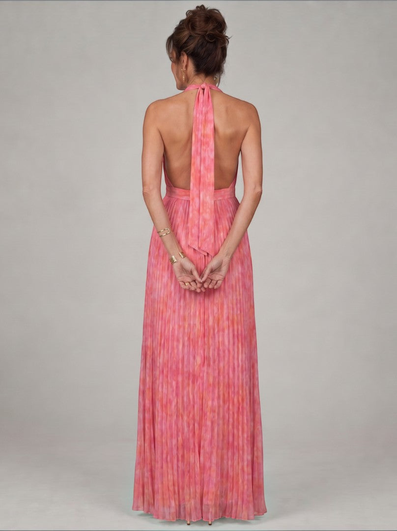 Valentina | Maxikleid in Rosé mit Plissee