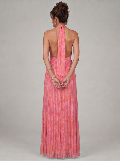Valentina | Maxikleid in Rosé mit Plissee