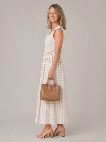 Rosalinde | Maxikleid mit Karomuster und Smok