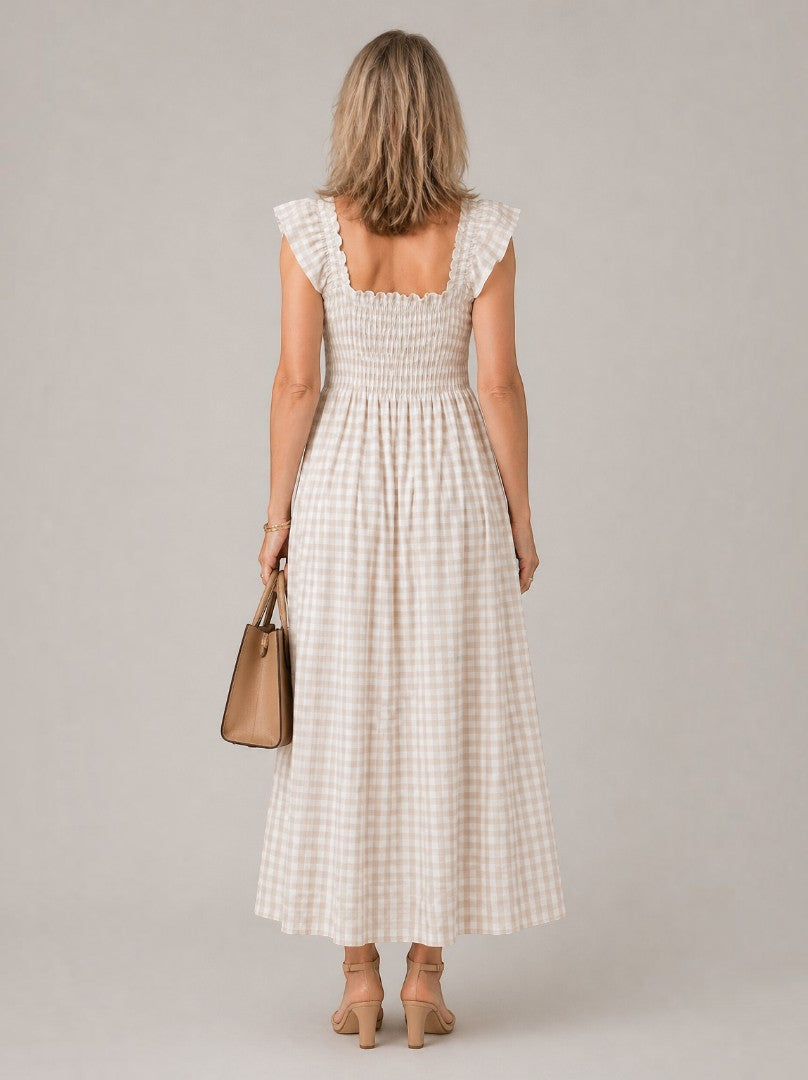 Rosalinde | Maxikleid mit Karomuster und Smok