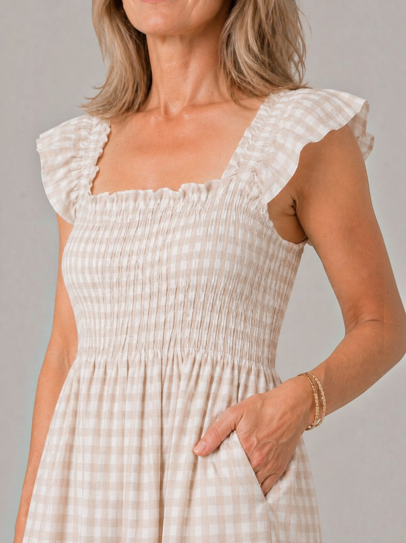 Rosalinde | Maxikleid mit Karomuster und Smok