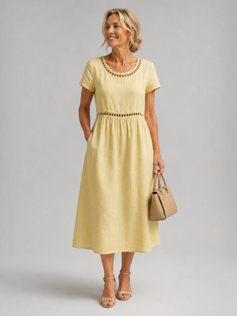 Josefine | Sommerkleid in Altrosa aus Leinenoptik