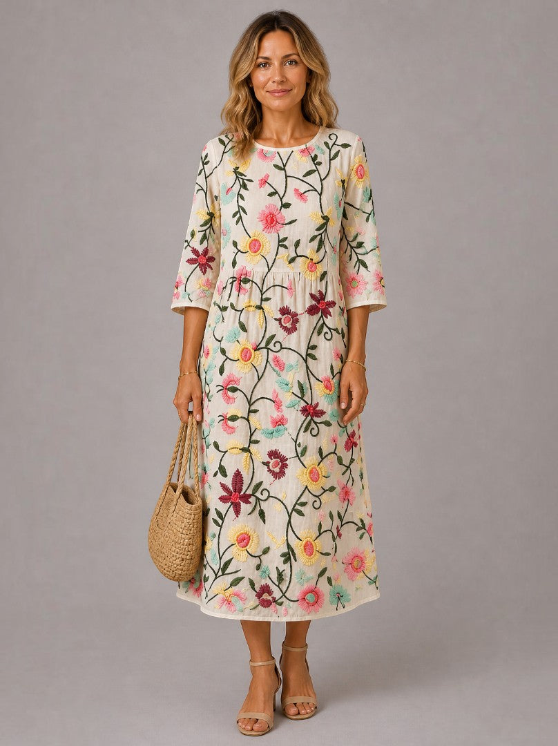 Apollonia | Midikleid mit Blumenstickerei