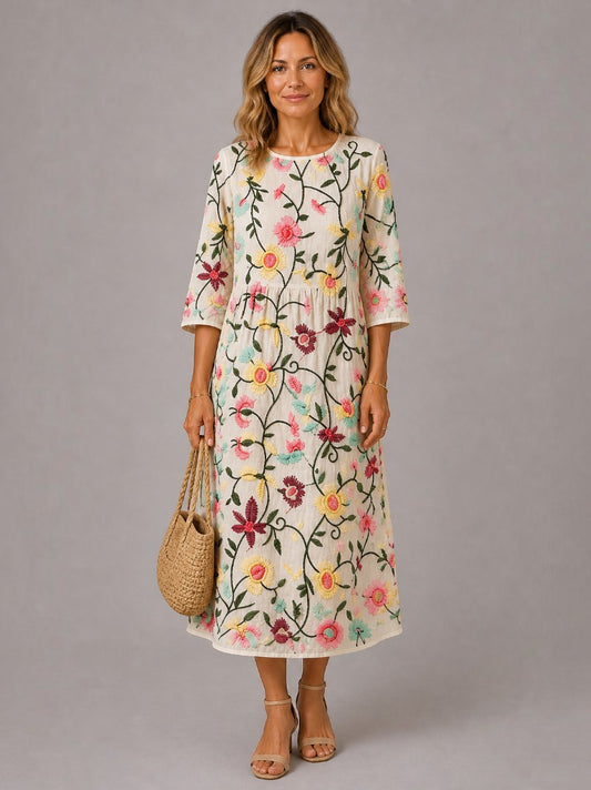 Apollonia | Midikleid mit Blumenstickerei