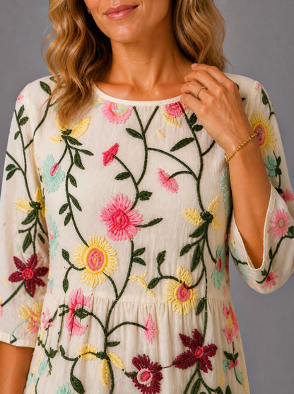 Apollonia | Midikleid mit Blumenstickerei