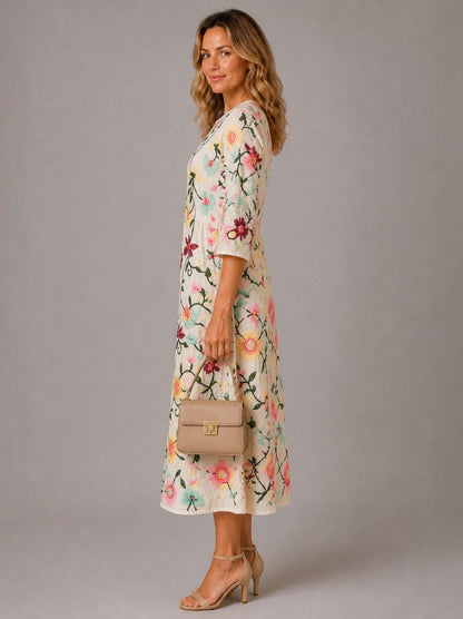 Apollonia | Midikleid mit Blumenstickerei