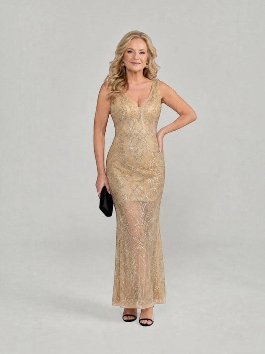 Wendelgard | Maxikleid in Gold mit Pailletten