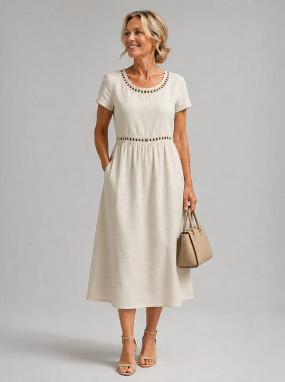 Josefine | Sommerkleid in Altrosa aus Leinenoptik