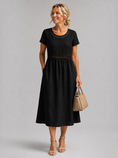 Josefine | Sommerkleid in Altrosa aus Leinenoptik