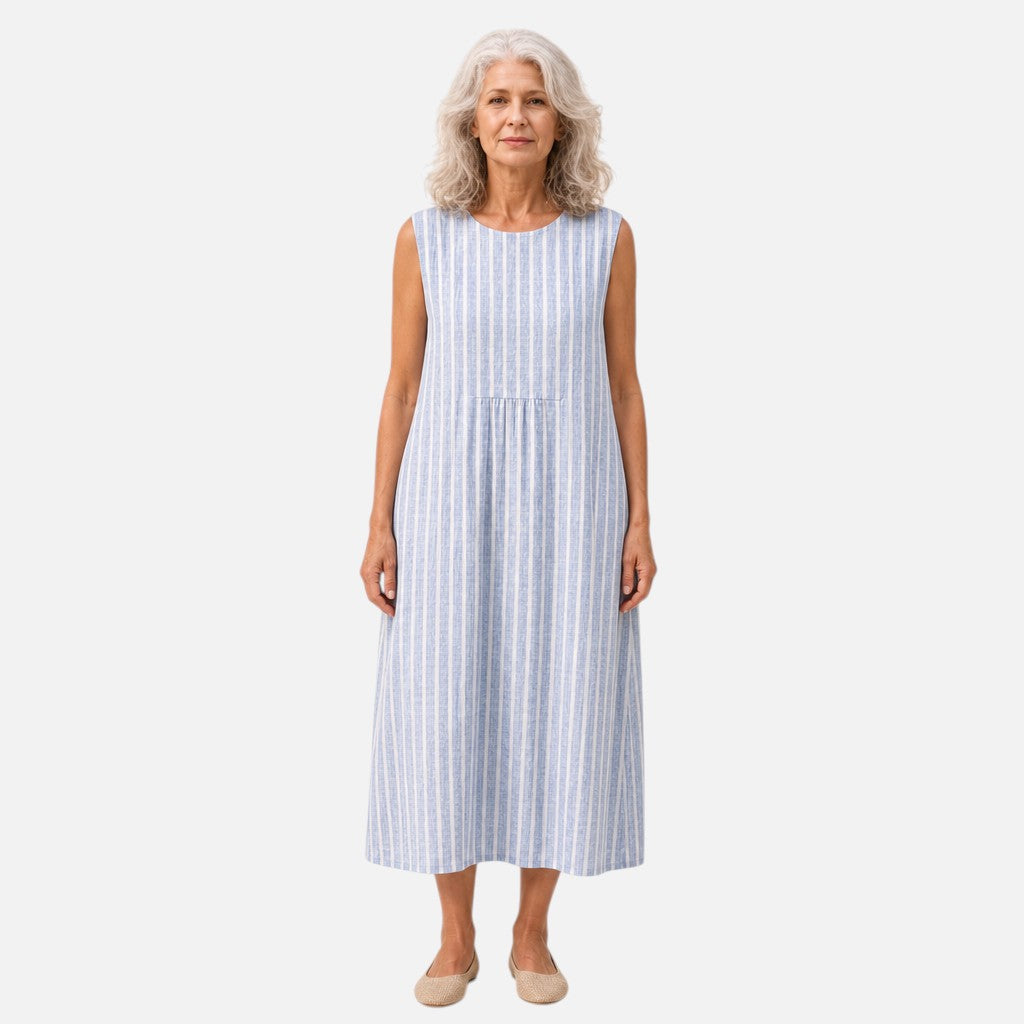 Elfriede | Ärmelloses Sommerkleid mit feinen Streifen